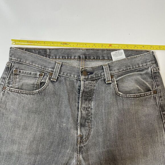 Levis 501 Denim Jeans Mens 34x30 Black Straight Leg Button Fly Red Tab Classic - Picture 7 of 11